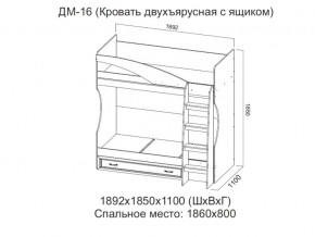 ДМ-16 Кровать двухъярусная с ящиком в Кусе - kusa.magazin-mebel74.ru | фото