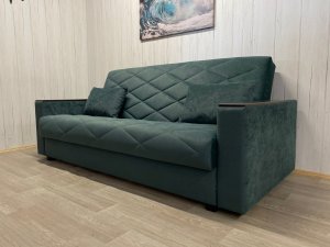 Диван Престиж-15 НПБ+МДФ, велюр Sensey bottle green в Кусе - kusa.magazin-mebel74.ru | фото