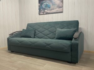 Диван Престиж-16 НПБ+МДФ, велюр Sensey bottle green в Кусе - kusa.magazin-mebel74.ru | фото