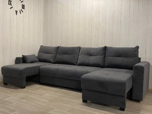 Диван Комфорт-6 (2+1К+1К) НПБ, велюр Monaco 7 grafit в Кусе - kusa.magazin-mebel74.ru | фото