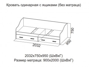 Кровать одинарная с ящиками (Без матраца 0,9*2,0) в Кусе - kusa.magazin-mebel74.ru | фото